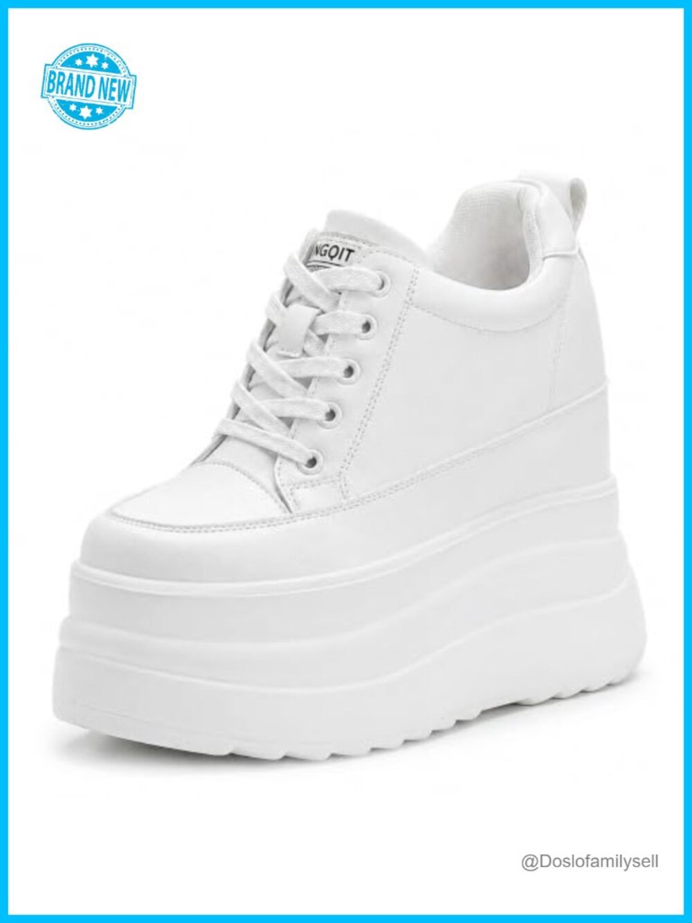 Platform Sneakers Hidden Wedge Chunky Sole Lace-Up Casual Walking Shoes